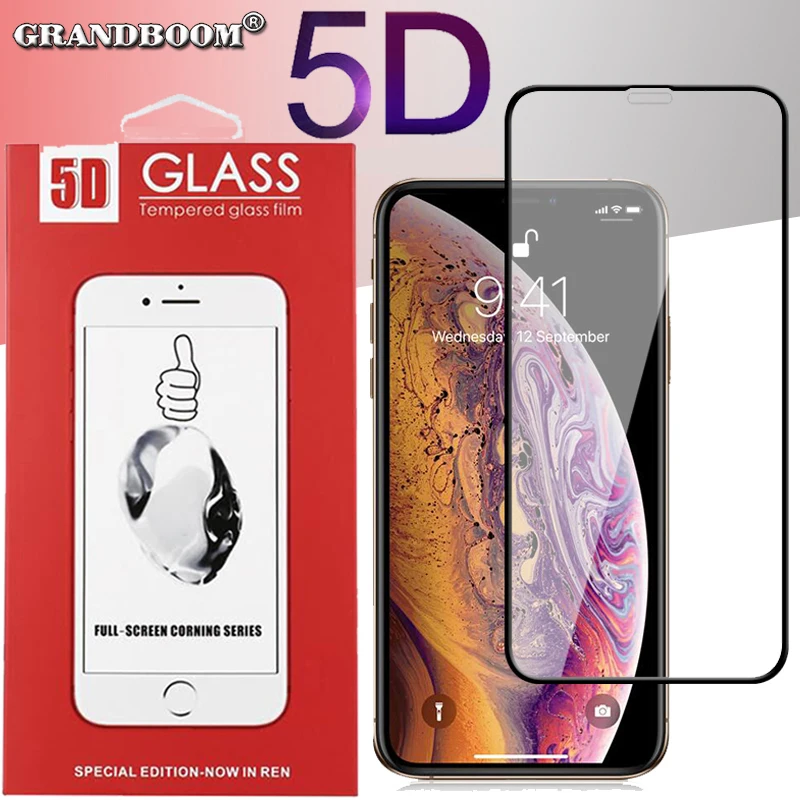 Закаленное стекло 5D для iPhone 12 Mini 11 Pro Max XS XR X 8 7 6 6S Plus SE изогнутая защитная пленка