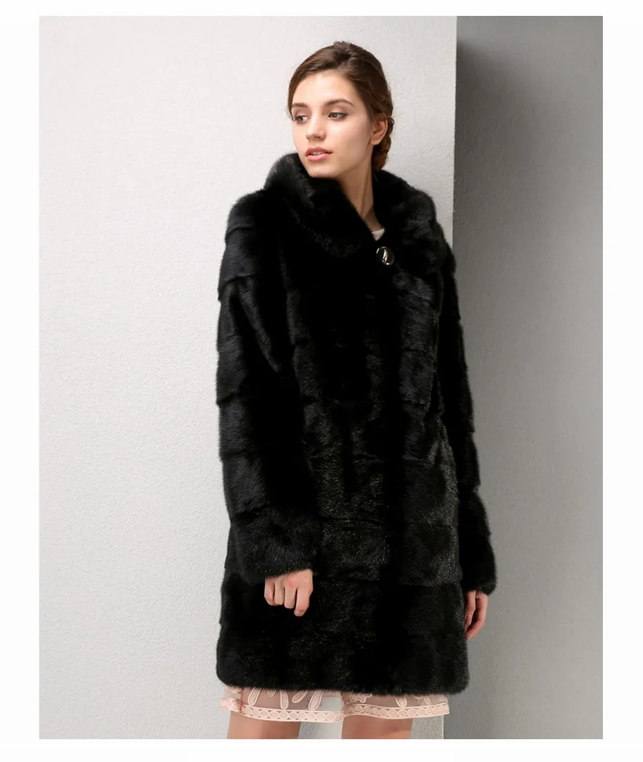 Новые модели моды норковая шуба, норки пальто черный, пальто из натурального меха норки, в длинный отрезок норки пальто
