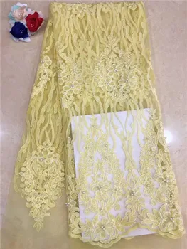 

Pretty flower embroidery French tulle net lace fabric with beads for wedding/party dress PNZ896(5yards/lot) many color