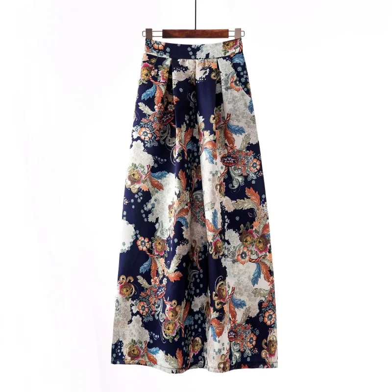 

Summer Skirts Womens 2019 New Fashion Foral High Waist Pleated Elastic Waist A Line Long Maxi Skirts For Women with Pockets