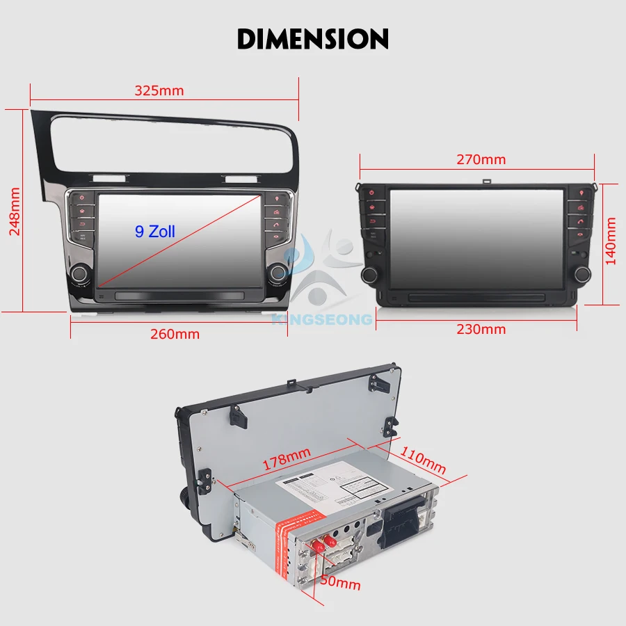Clearance 9" Autoradio Android 9.0 Sat Nav DAB+ GPS Car Stereo Car Multimedia for VW GOLF VII/7 2013 onwards WIFI Bluetooth SWC 4G OBD RDS 19