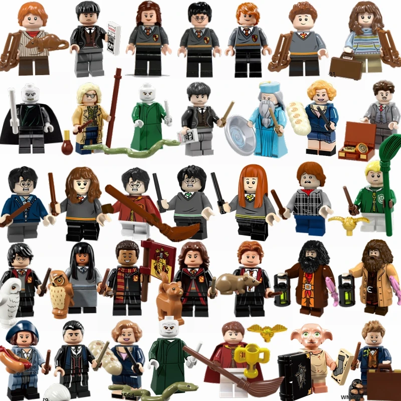 

Legoing Harry Potter Set Hermione Granger Lord Voldemort Ron Dobby Malfoy Movie Figures Model Building Blocks Toys for Children