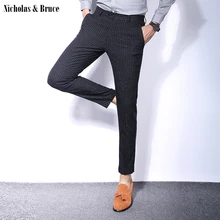 N& B брюки мужские формальные Бизнес Офис Slim Fit Брюки Для мужчин ботильоны-Длина брюки мужской классический черный костюм брюки SR43