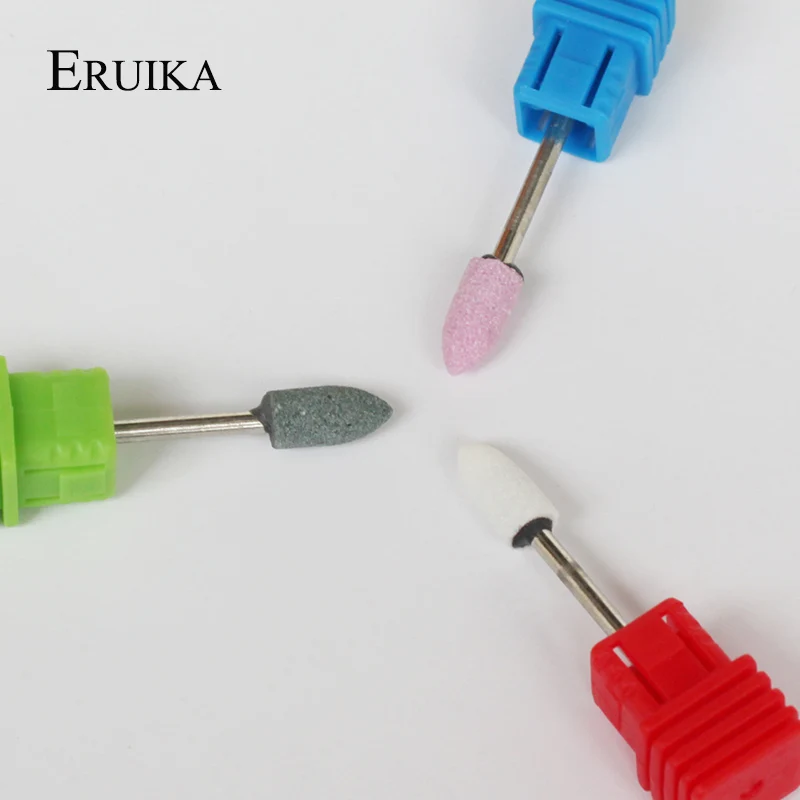 ERUIKA 1 шт. остроконечные острые фрезы для ногтей керамические фрезы для обработки камня Korund Matieral Электрический Резак для ногтей сверлильный станок для ногтей пилка для ногтей