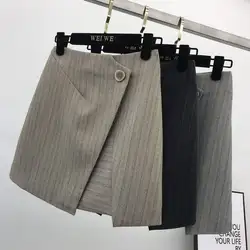 2019 Весенняя Новая женская темпераментная юбка из органической кожи для девочек, Женская нерегулярная юбка с высокой талией и боковой