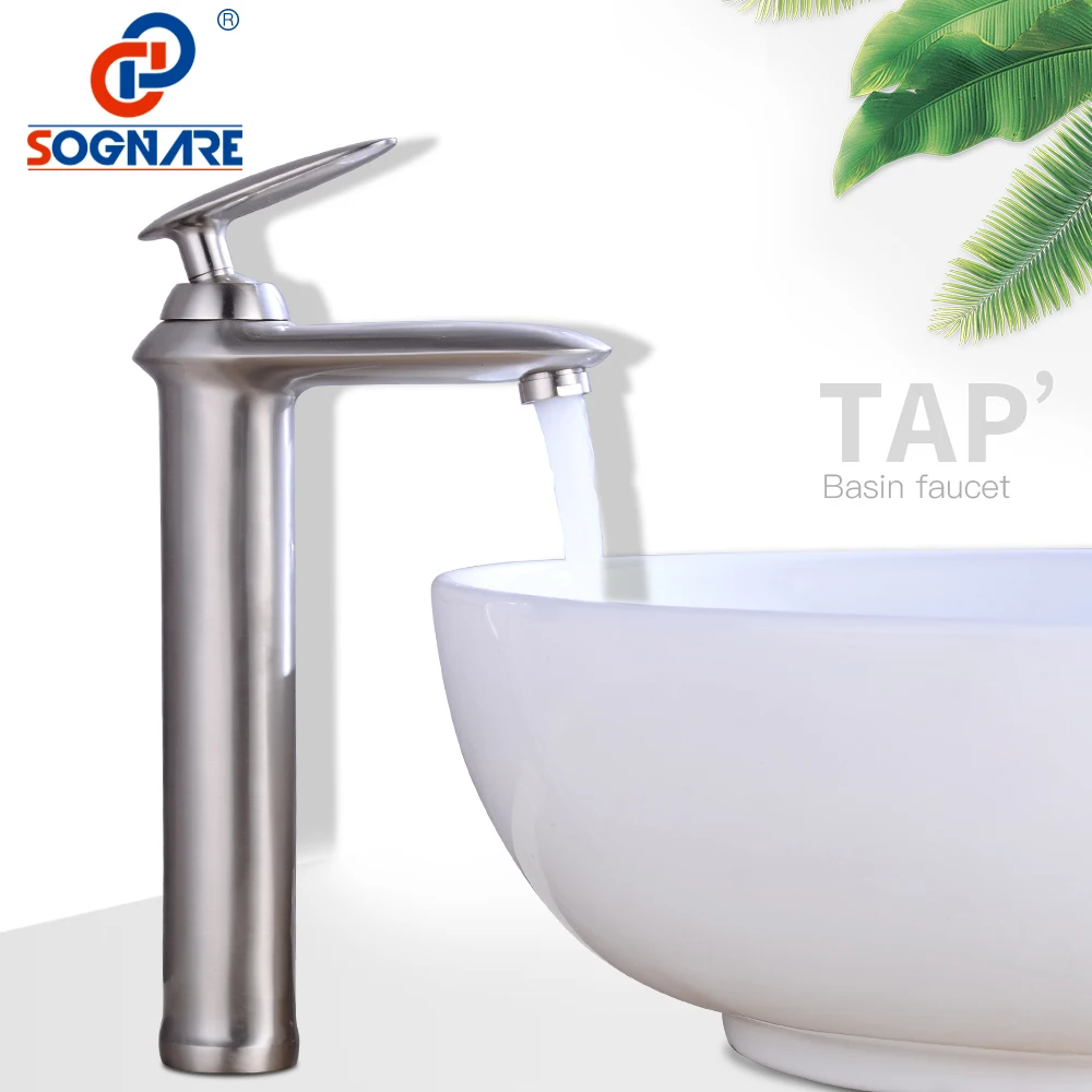 

SOGNARE Basin Faucet for Bathroom Sink Faucet Tall Faucet Waterfall Sink Mixer Tap Hot Cold Water Single Hole Water Tap Bathroom