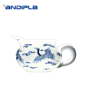 

170ml Jingdezhen Hand Painted Crane Pattern Fair Cup Home Porcelain Teaware Kung Fu Tea Set Accessories Cha Hai Coffee Milk Mugs