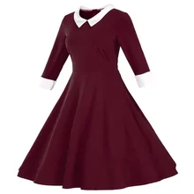 Европа и США Весна и осень женские новые большие размеры темперамент модное платье с воротничком для куклы AL7856