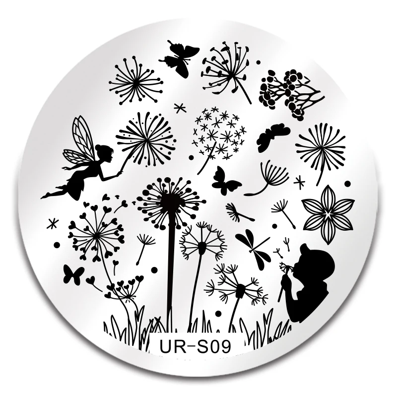 

UR SUGAR Flower Series Nail Stamping Plates Lace Rose Lavender Floral Pattern Nail Art Stencils Plate Manicure Template Tool