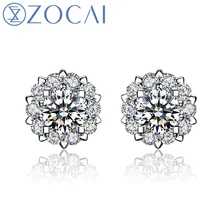 Por Diamond Stud Earrings Si1 Zocai Earrings Drown In Love 0 6 Carat Diameter Effect 20 Ct Certified 18k White L Diamond Stud E00756