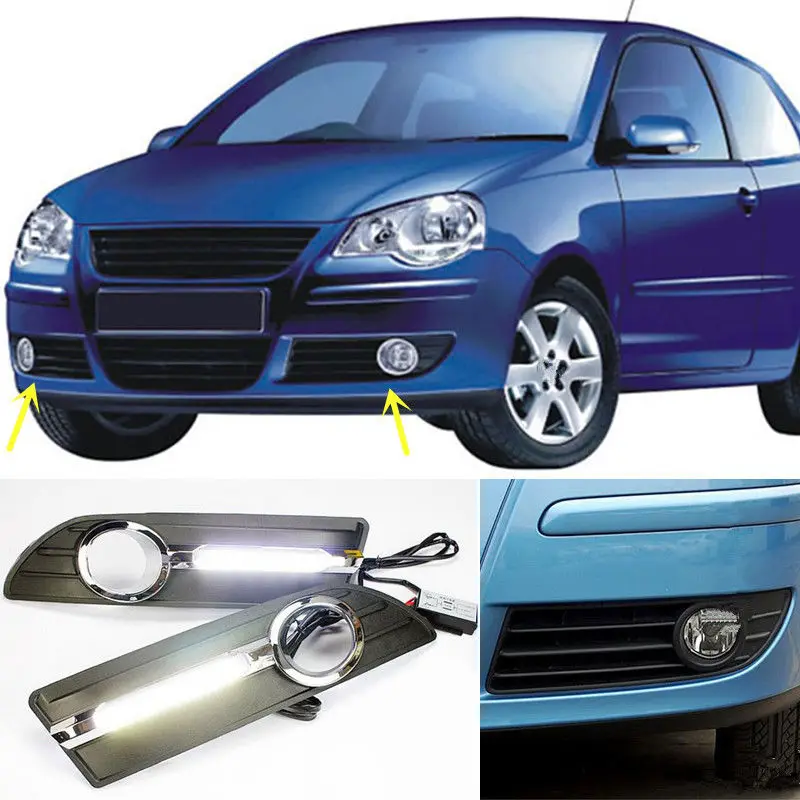 Waterproof 12V LED Car DRL Fog Lamp Daytime Running Lights For Volkswagen VW Polo 2005 2006 2007 2008 2009 2010 Waterproof 12V LED Car DRL Fog Lamp Daytime Running Lights For Volkswagen VW Polo 2005 2006 2007 2008 2009 2010