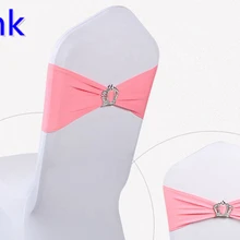 Розовый цвет пряжки с короной лайкрой лента для свадьбы украшения для стульев повязка из спандекса стрейч галстук-бабочка лайкра лента ремень на продажу