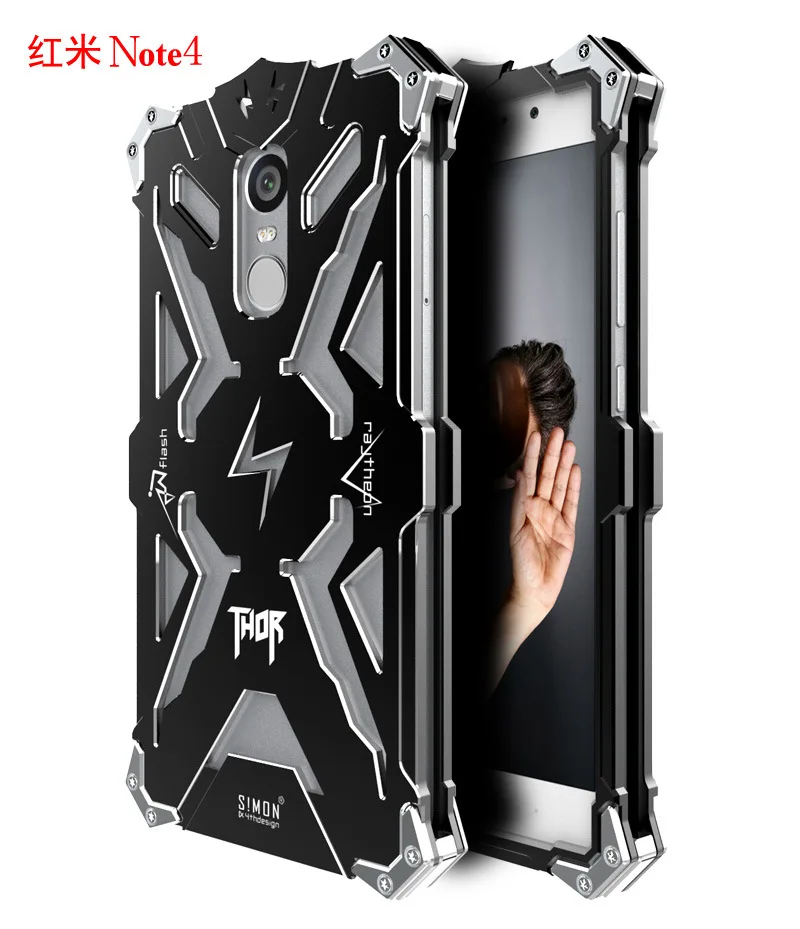 Simon THOR IRONMAN Shockproof Outdoor Metal Cover For Xiaomi Redmi Note 4 Aluminium Frame Anti Knock