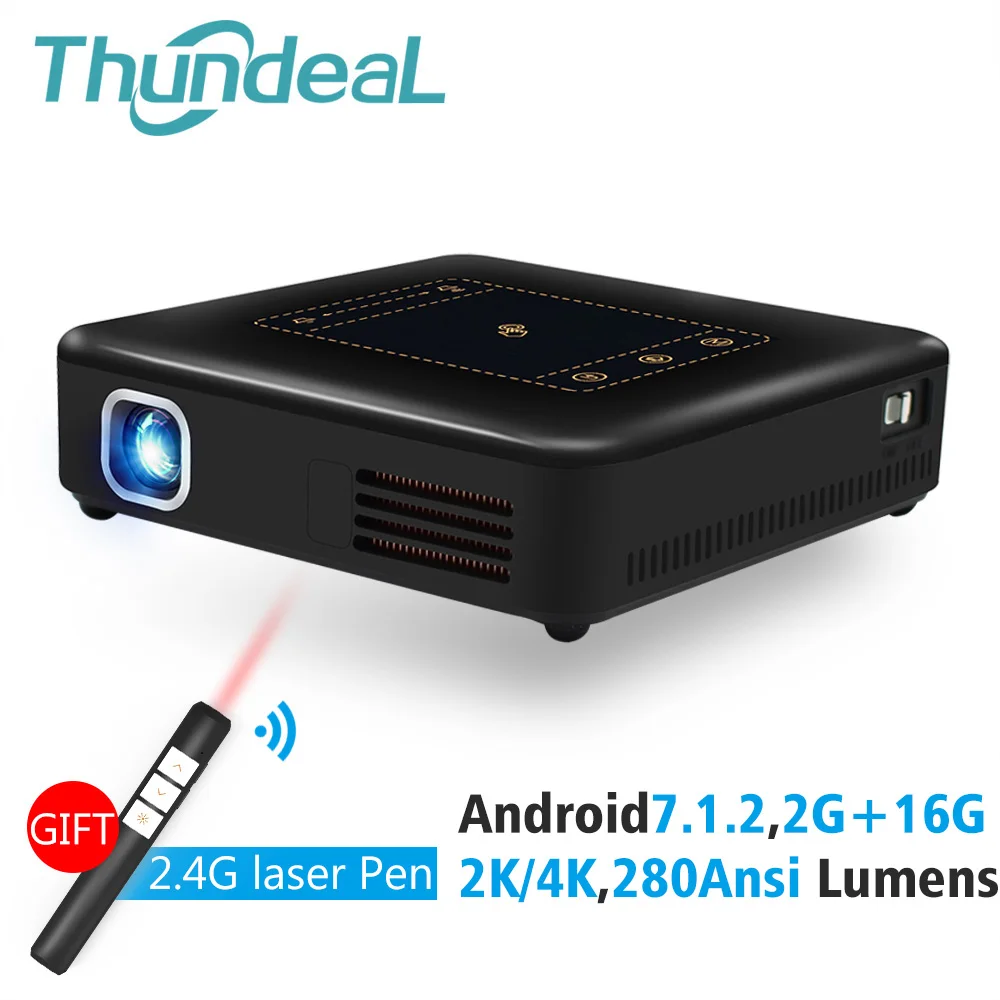 ThundeaL Android 7.1 Projector T20 Pico DLP 3D LED Projector TouchPad WiFi Bluetooth Mini Support 4K Beamer Battery Home Theater