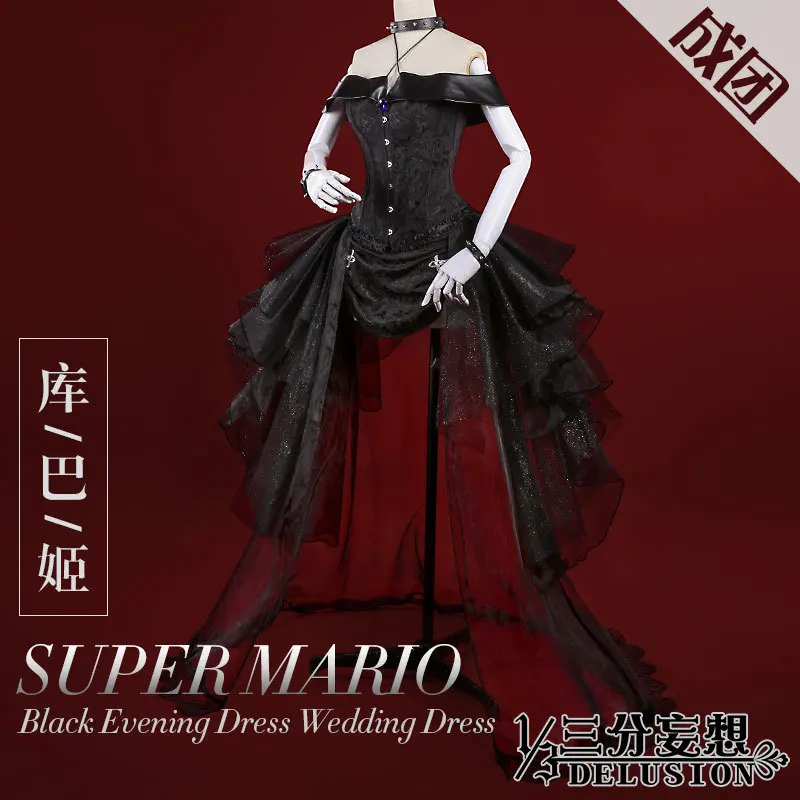 

[Per-sale] Game Mario Super Bowsette Villain Sexy Dress Lolita Outfit Cosplay Costume Full Set For Halloween Free Shipping 2019.