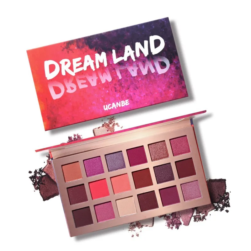 

UCANBE Shimmer Matte Dreamland Eyeshadow Makeup Palette 18 Color Purple Pink Pigment Eye Shadow Powder Waterproof Cosmetic Kit