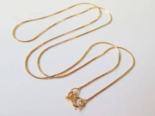 

Perfect Fine 18K Yellow Gold Necklace/Men&Women Snake Chain Necklace 2.4g/15.8''