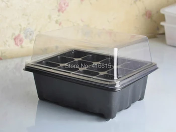 

6 Set/lot Hot Sale Seedling Tray Sprout Plate 12 Holes Nursery Pots Tray Lids Box For Gardening Bonsai Mini Greenhouse