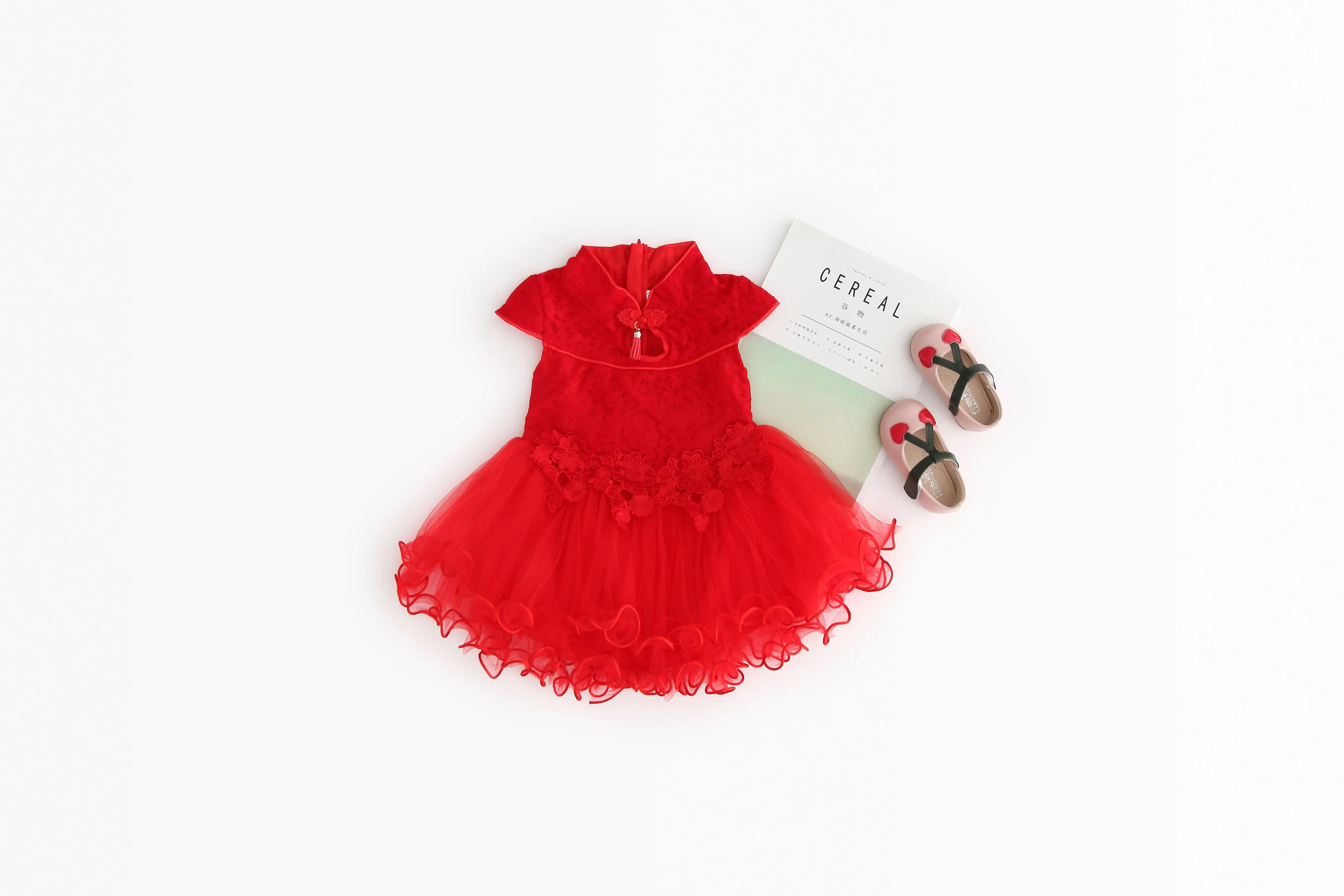 2019 Newborn Infant Toddler Baby Girl Princess Dress Floral Printed Lace Tulle Patchwork Cheongsam Party Wholesale Pudcoco | Детская