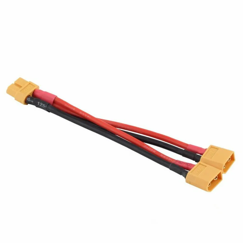 

XT60 Plug Parallel Y- Harness Two Male One Female for Quadcopter 4-axis Copter Double Battery Lipo RC Battery ESC 14AWG