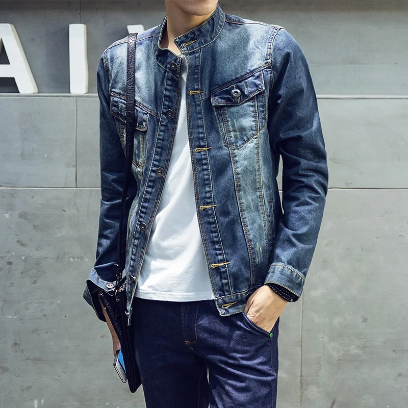 Slim Fit Denim Veste Hommes de Haute Qualité Mode Jeans Vestes Solide