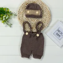 Милый вязаный костюм для новорожденных девочек и мальчиков, костюм для фотосъемки, штаны с шапочкой, одежда для детей от 0 до 4 месяцев,@ 35