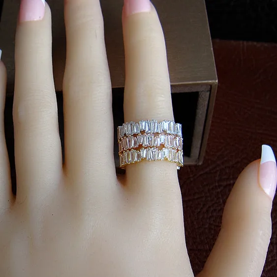 

ring set,Fashion AAA cubic zirconia rectangle Baguette ring set,thin band ring,best quality,R0377