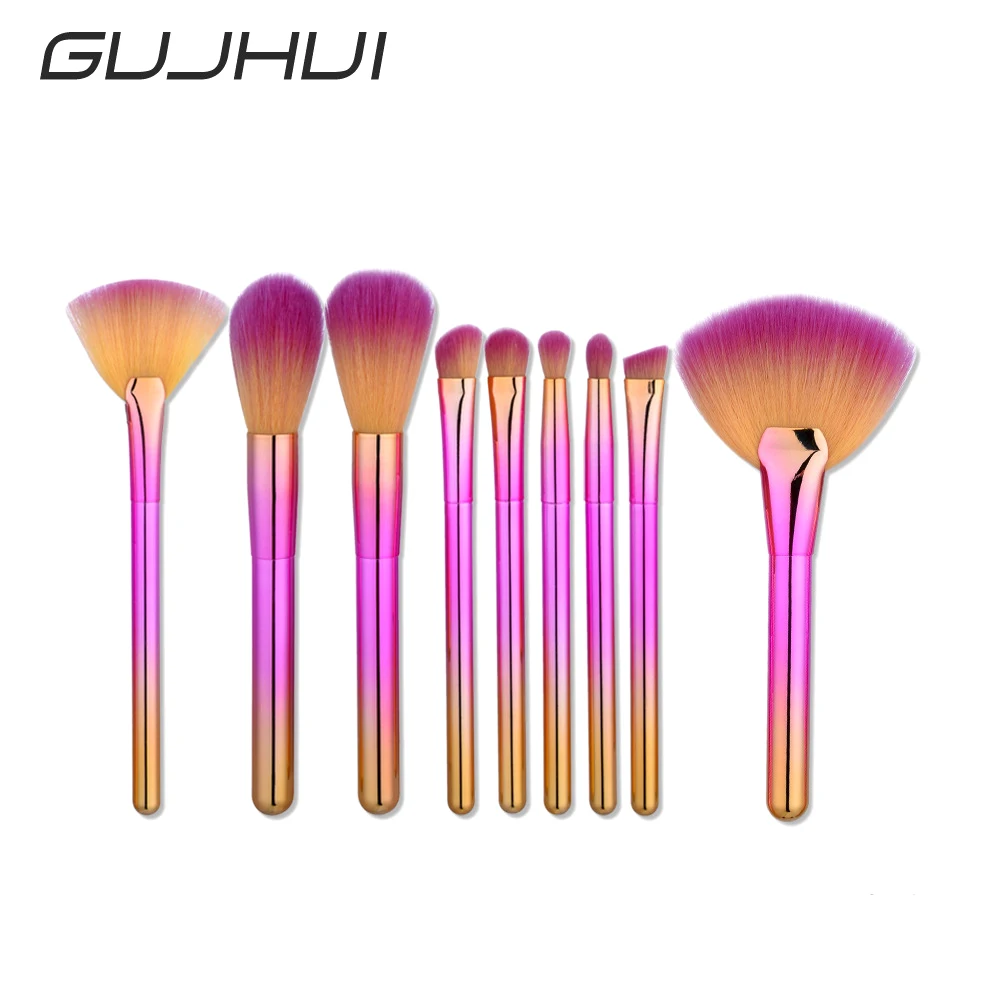 9pcs/lot Pro High Quality Synthetic Hair Makeup Brushes Sets Blue