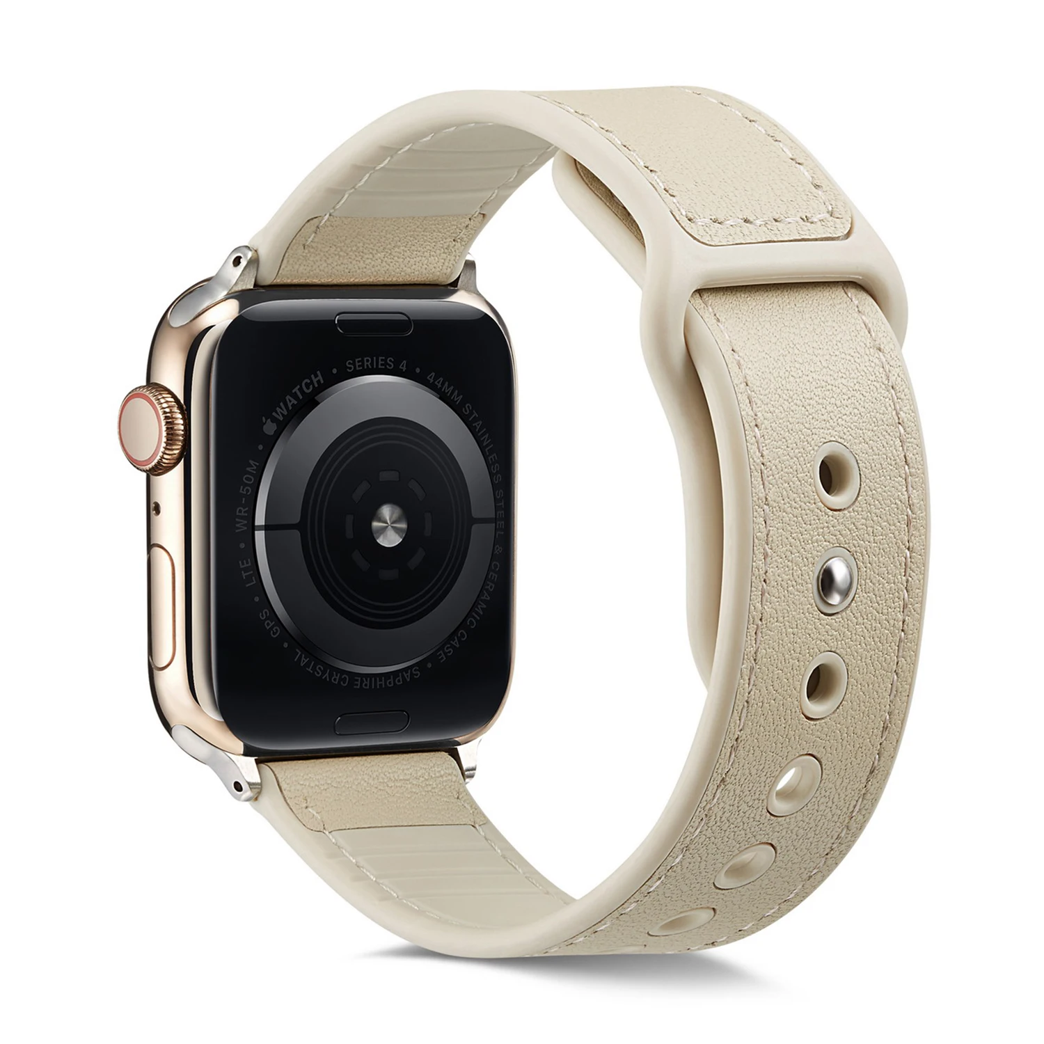 Beige Модный кожаный ремешок для Apple watch 42 мм 38 мм силиконовый ремешок для часов 44 мм 40 мм браслет iwatch 4 3 2 аксессуары - Цвет ремешка: Beige