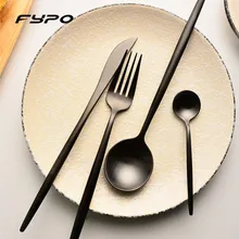 4Pcs Black Flatware High Quality Cutlery Set Stainless Steel Tableware Sets Fork Steak Knife For Home Hotel Dinnerware Set