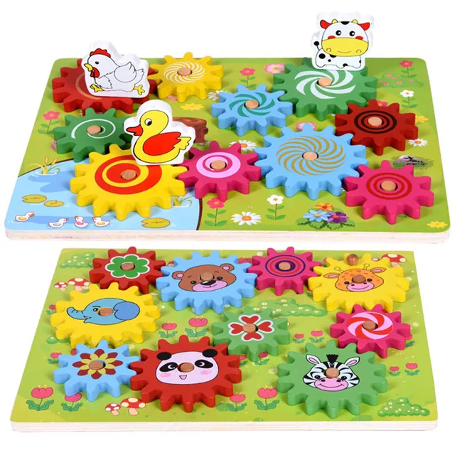Children's Animal Gear Rotary Game Combination Interesting Puzzle Wooden Toys Wholesale Gear Toy 1