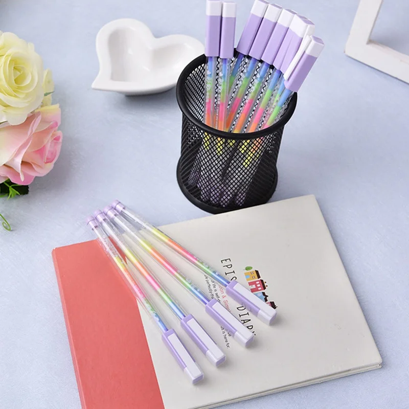 

Rainbow Color 6 In 1 Color Pens DIY Album Photo Decoration Highlighter Marker Pen Office Supplies Random Style
