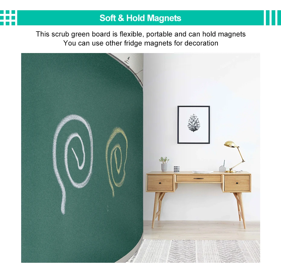 Self-adhesive Magnetic Chalkboard Sticker Green Color for Kids Room Decoration can Hold Magnets Magnetic boards_03