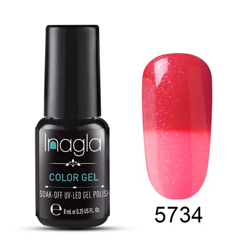 Inagla лак для ногтей изменение температуры 100 Цвет гель для ногтей 8 мл УФ светодиодный Гель-лак для ногтей - Цвет: 5734