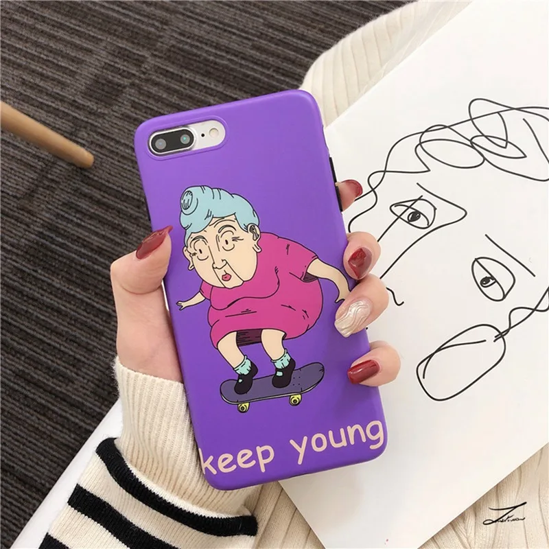 

Fun Cartoon Funny Hip Hop Grandmother Phone Case for XS Max XS XR 6 6S 7 8 Plus Anti-fall Soft Shell 6 6s 7 8 Cover