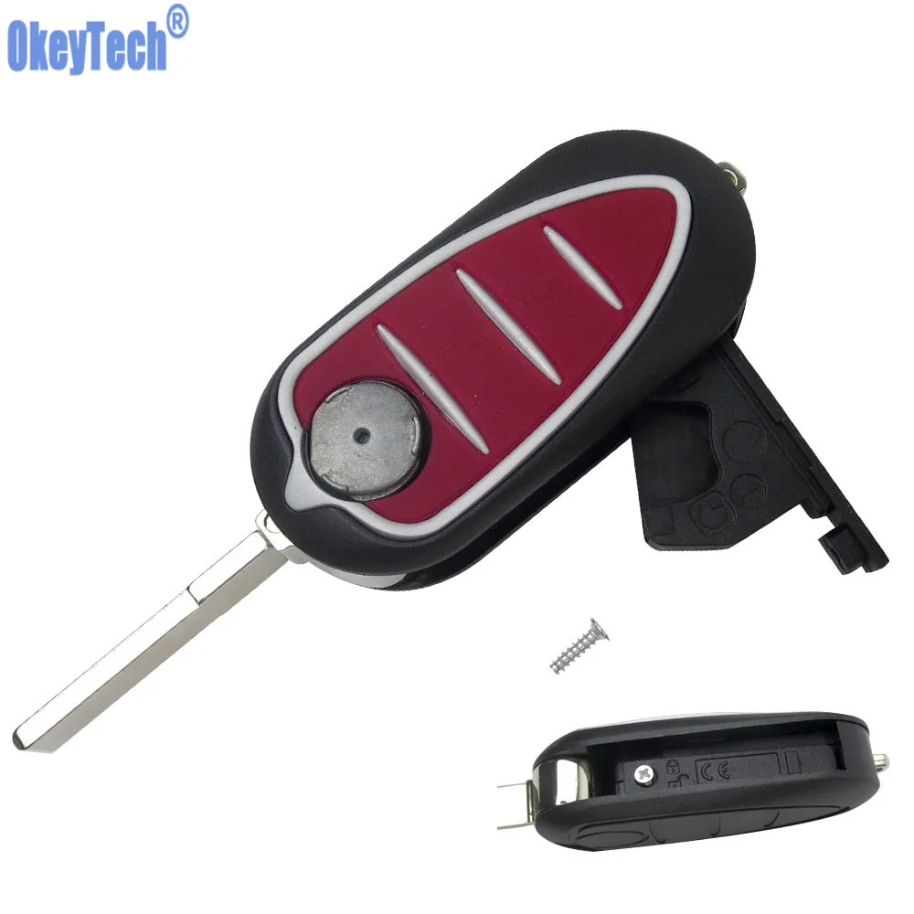 OkeyTech Flip Remote Key Shell for Alfa Romeo Mito Giulietta GTO 159 Key Case Blank 3 Buttons Uncut Blade Replacement Fob Cover