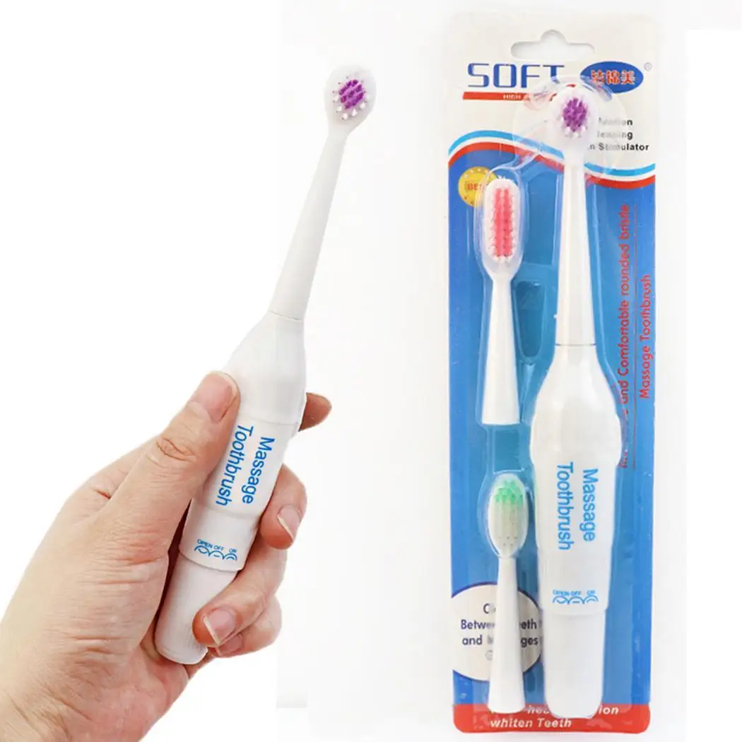 

Electric Toothbrush Waterproof Battery Powered Electric Toothbrush 3D Deep Cleaning Massage Soft Bristle Tooth Brush White