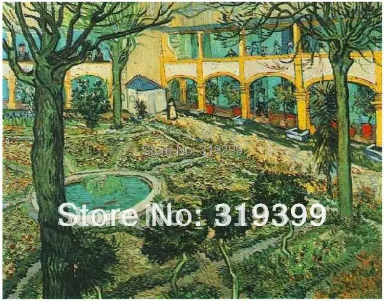 

Linen Canvas Oil Painting reproduction,Courtyard of the Hospital at Arles by vincent van gogh ,100% handmade,Free DHL Ship