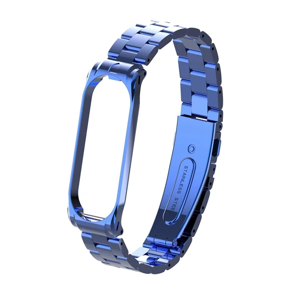 Metal strap for Xiaomi band 4 Smart bracelet Sport Stainless steel wrist strap For Mi band 4 Replacement Accessories Women Men - Цвет: Blue metal strap