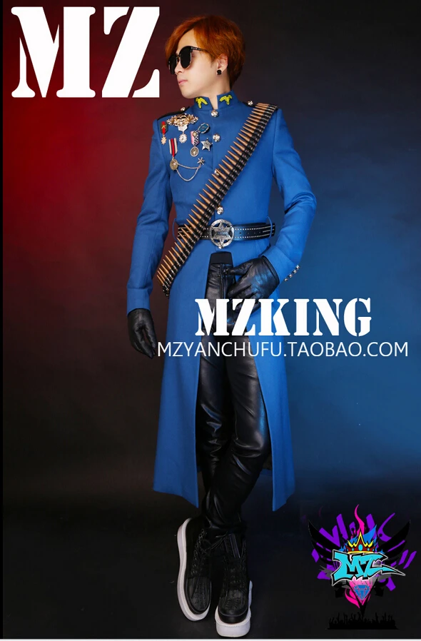 Новая мужская певица темно-синяя форма шлифовальная флисовая ветровка и длинные секции медаль костюмы/S-3XL