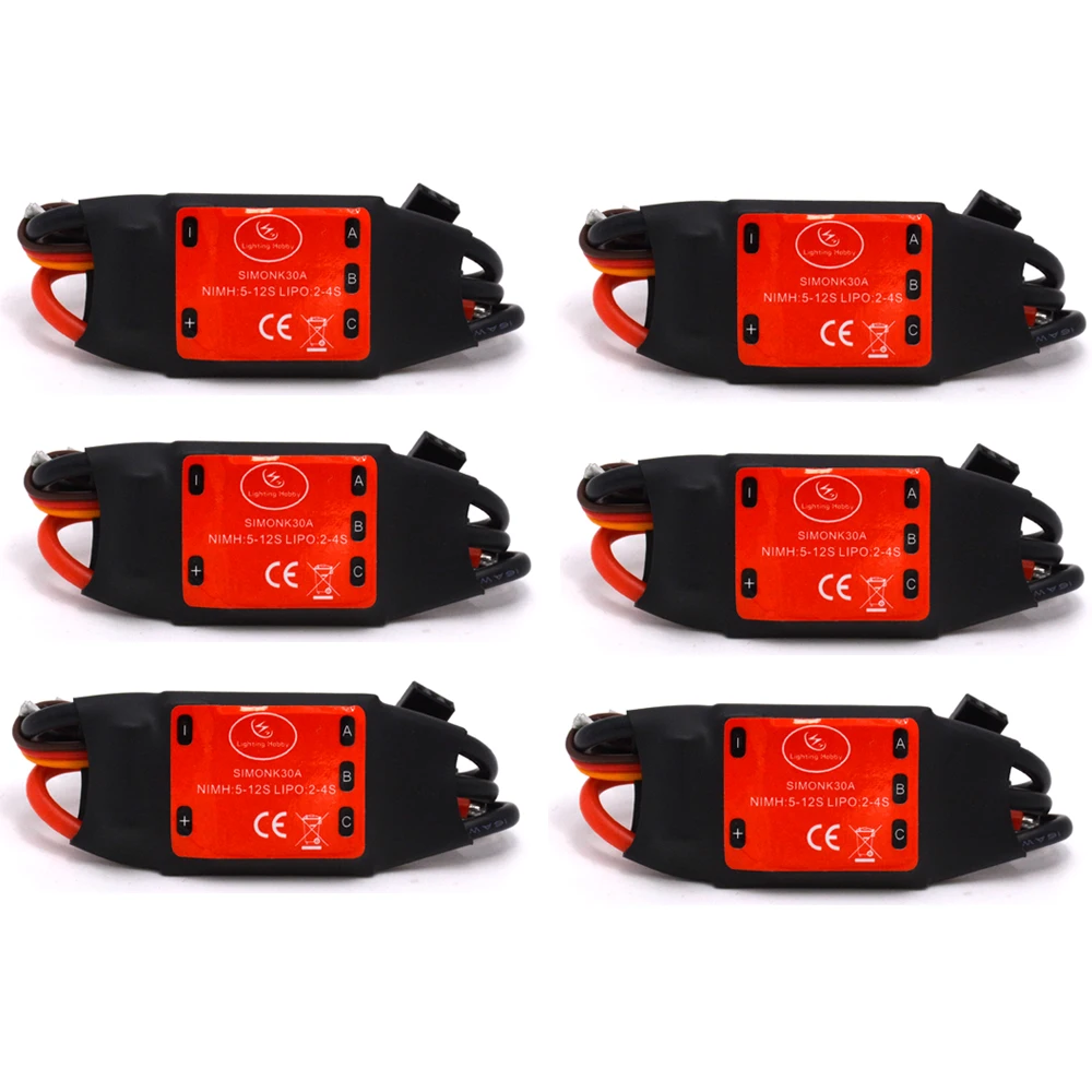 

6PCS simonk30A Brushless Motor Speed Controller Control RC BEC ESC for T-rex 450 Helicopter