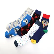 Креативные женские носки, разноцветные, сшитые, хлопковые, антифрикционные, дышащие, с приливным принтом, носки для женщин, забавные