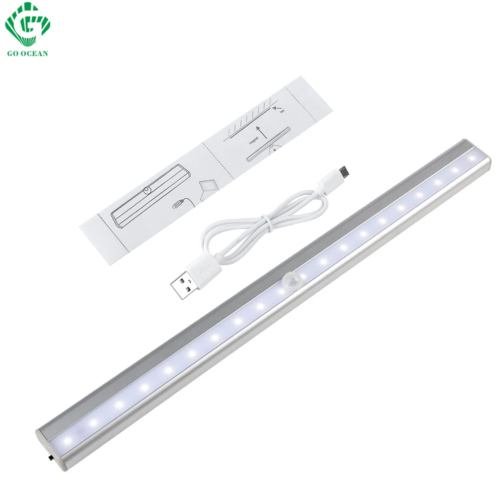 Beste LED Kast Licht Motion Sensor Detector Draadloze PIR Oplaadbare Kast Lichten USB Keuken Muur Bar Kast Kledingkast Lamp