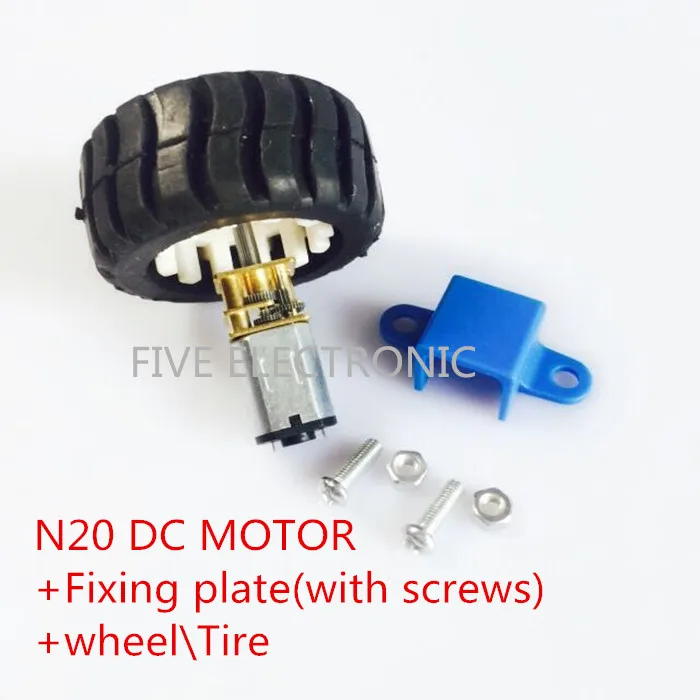 

N20 DC GEAR MOTOR+Fixing plate (with screws)+wheel\Tyre for DIY Tire set\ Robot\ toys