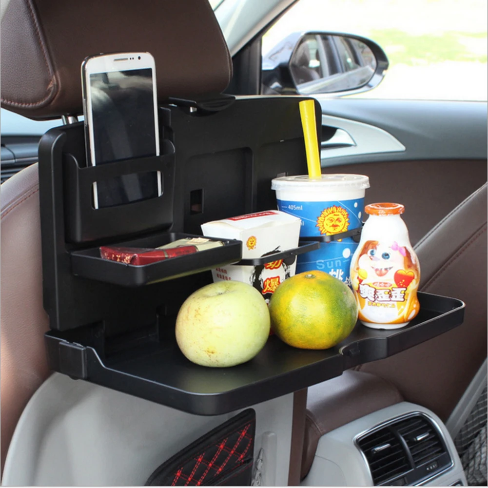 FJ LN_ ND_ CN_ AUTO CAR BACK SEAT FOLDING TABLE DRINK FOOD CUP TRAY HOLDER STAN 