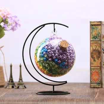 

Creative Lucky Star Hanger Bottle Paper Folding Storage Luminous Glass Decoration Crafts Color Wishing Stars Decorative Bottles
