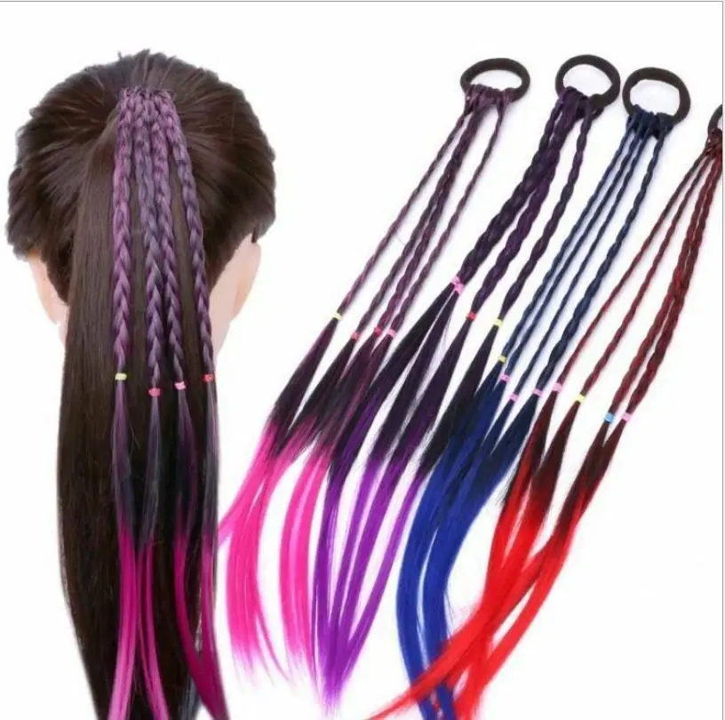 Для женщин женские плетеные синтетические волосы плетеные косу эластичная повязка для волос парик Шнуровых