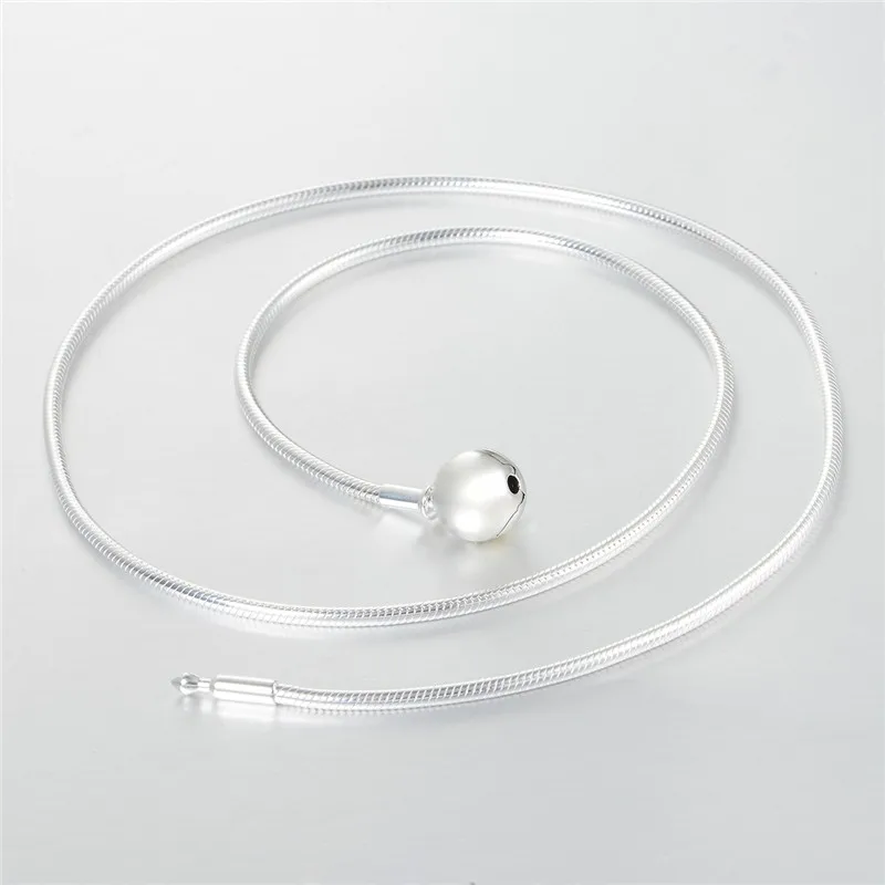 

100% Sterling-Silver-Jewelry Essence Long Necklace 925 Sterling Silver Necklaces Pendants for Women Fits Small Hole Charm Beads