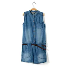 Été 2016 filles denim salopette pour les filles combinaisons barboteuse pantalon enfants coton salopette jeans courts onesies combishort onesies
