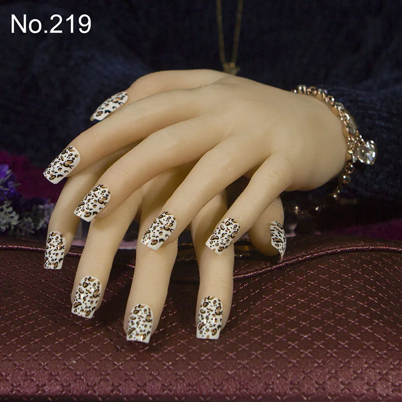 JQ 24 шт./компл. 3D милые невесты накладные ногти квадратный французский накладные ногти для ног с двусторонней клейкой средне-длинная полное покрытие лаком Французский ногтей советы - Цвет: 219